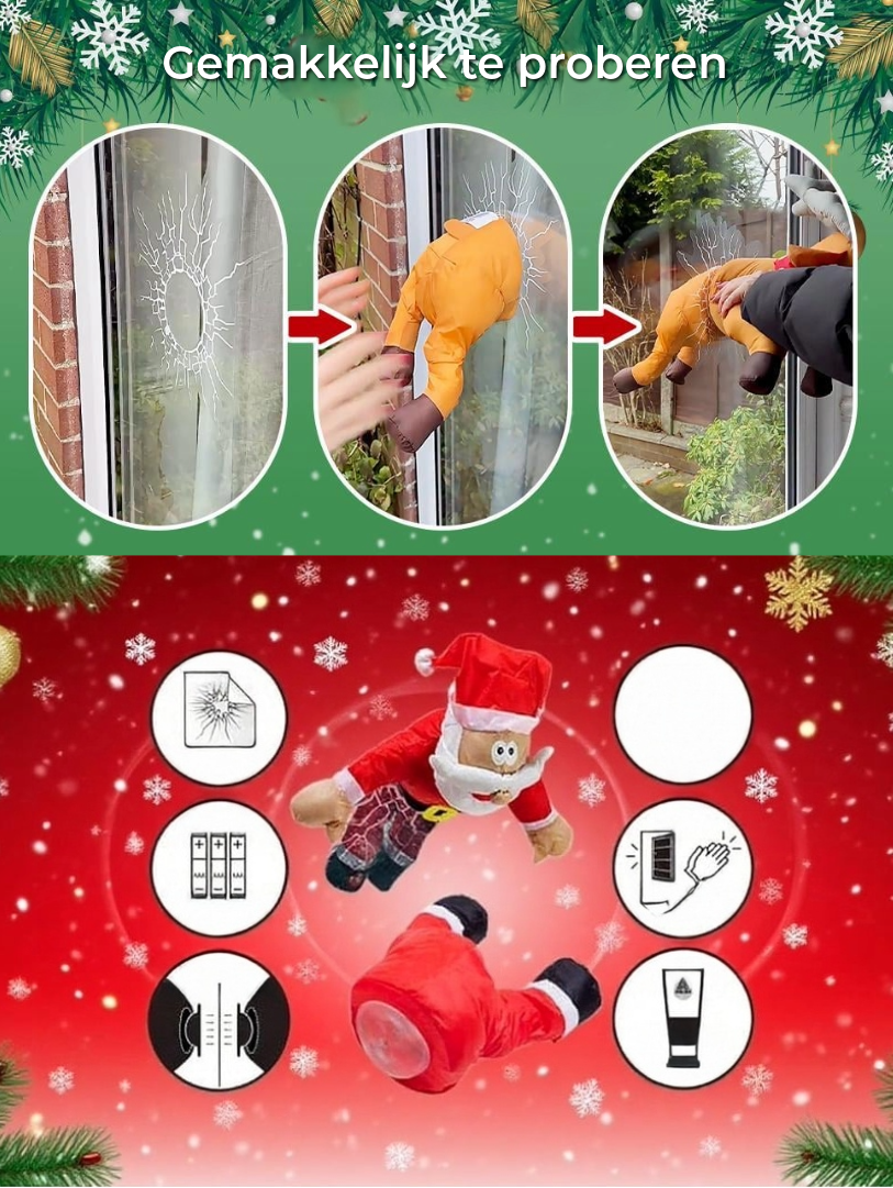 Styrtende Julemand og Rensdyr