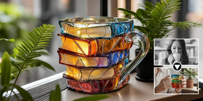 Håndmalet bogformet kaffekrus