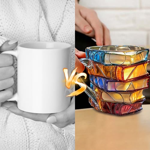 Håndmalet bogformet kaffekrus