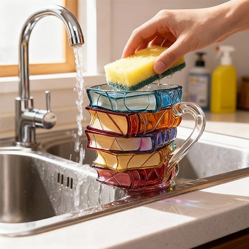 Håndmalet bogformet kaffekrus